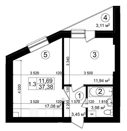 1-кімнатна 41 м² в ЖК Козацький Гай від 31 650 грн/м², Київ