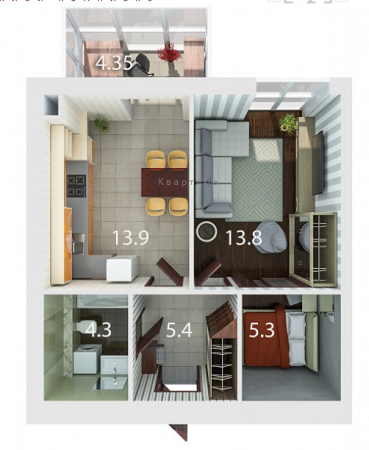 1-кімнатна 47.55 м² в ЖК Palermo від 19 170 грн/м², Дніпро