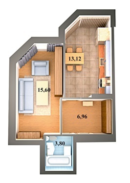 1-кімнатна 39.48 м² в ЖК Щасливий на Яблуневій від 16 490 грн/м², с. Софіївська Борщагівка