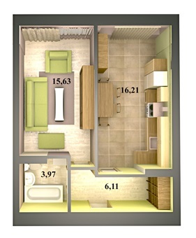 1-кімнатна 41.92 м² в ЖК Щасливий на Яблуневій від 16 490 грн/м², с. Софіївська Борщагівка