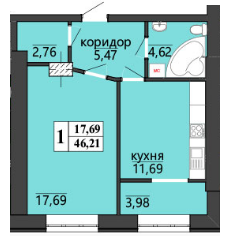 1-комнатная 46.21 м² в ЖК Правильный вибор от 32 000 грн/м², Винница
