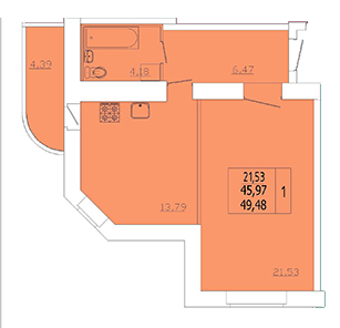 1-комнатная 49.48 м² в ЖК на ул. Степана Тимошенко (Якира), 7А от 12 500 грн/м², Винница