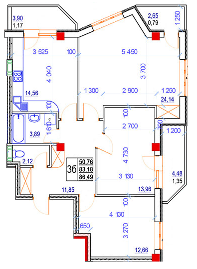 3-комнатная 86.49 м² в ЖК Особняк-К от 16 500 грн/м², Винница