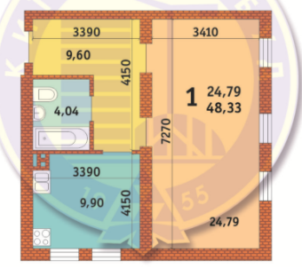 1-кімнатна 48.33 м² в ЖК на бул. Чоколовский, 27Б від 25 704 грн/м², Київ