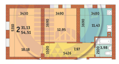 2-комнатная 54.51 м² в ЖК на бул. Чоколовский, 27Б от 22 491 грн/м², Киев