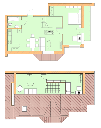 5+ комнат 63.65 м² в ЖК Ваша квартира от 11 650 грн/м², с. Гатное