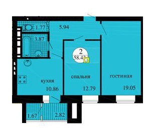 2-кімнатна 58.42 м² в ЖК Містечко від 14 000 грн/м², с. Софіївська Борщагівка