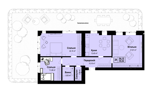 3-кімнатна 84.15 м² в ЖК Vlasna від 13 500 грн/м², с. Ходосівка