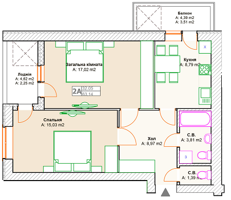 2-кімнатна 63.14 м² в ЖК на вул. Довженко (Гайдара) від 13 900 грн/м², м. Ірпінь