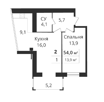1-комнатная 54 м² в ЖК SokolovSky от 13 100 грн/м², Днепр