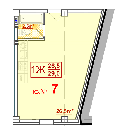 1-комнатная 29 м² в ЖК Полтавский Шлях от застройщика, Харьков