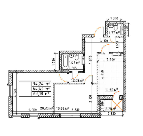 2-кімнатна 67.18 м² в ЖК Бережанський від 29 000 грн/м², Київ