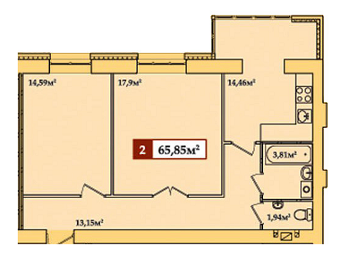 2-кімнатна 65.85 м² в ЖК Прем'єр від 10 000 грн/м², м. Кам`янець-Подільський