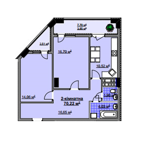 2-комнатная 70.22 м² в ЖК Молодежный от застройщика, Ивано-Франковск