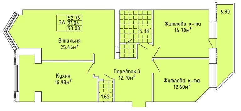 3-комнатная 93.08 м² в ЖК на вул. Жаб`ївська, 56Б от 8 500 грн/м², пгт Верховина
