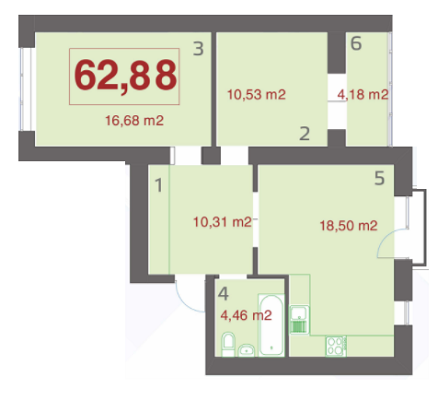 2-кімнатна 62.88 м² в ЖК Левада Дем’янів Лаз від 10 500 грн/м², Івано-Франківськ