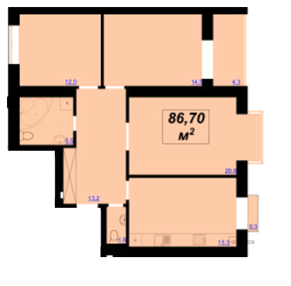 3-кімнатна 86.7 м² в ЖК Левада Затишна від 11 550 грн/м², Івано-Франківськ