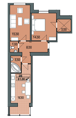 2-комнатная 61 м² в ЖК на ул. Бельведерская, 35-37 от застройщика, Ивано-Франковск