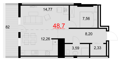 1-кімнатна 48.7 м² в ЖК Бульвар Європейський від 16 000 грн/м², Івано-Франківськ