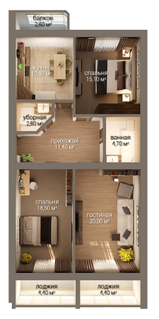 3-комнатная 94.8 м² в ЖК Уютный от застройщика, Николаев