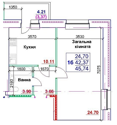 1-кімнатна 45.74 м² в ЖК на вул. Інтернаціоналістів, 35/1-35/5 від 11 100 грн/м², Суми