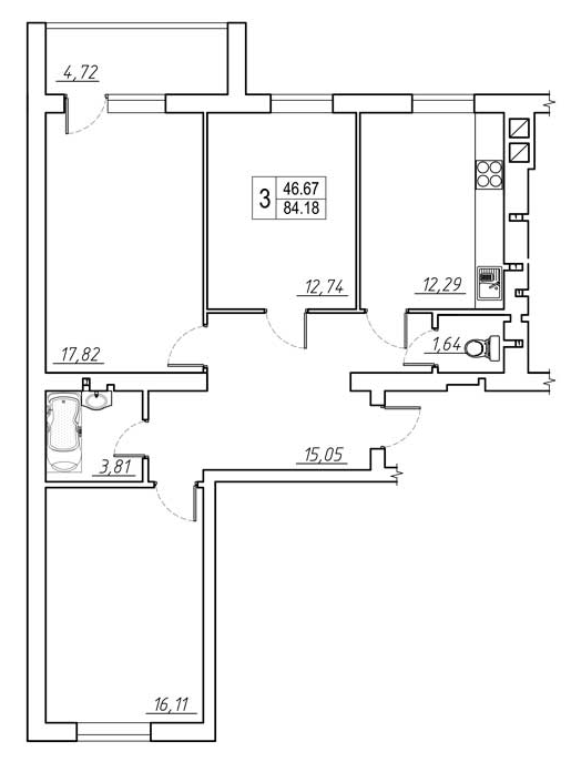 3-комнатная 84.18 м² в ЖК Сонячне місто от 12 000 грн/м², Ровно