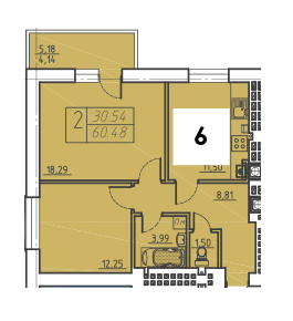 2-комнатная 60.48 м² в ЖК на ул. Мицкевича, 130 от застройщика, Ровно