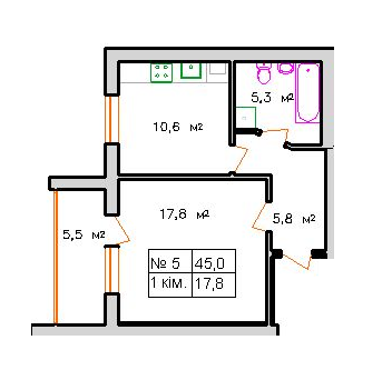 1-комнатная 45 м² в ЖК на вул. Курчатова, 62Г, 62Д от застройщика, Ровно