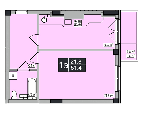 1-комнатная 51.4 м² в ЖК Luxury Square от застройщика, Ровно