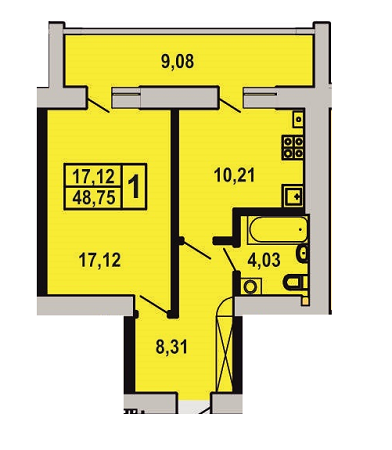 1-кімнатна 48.75 м² в ЖК на вул. Єршова / вул. Відродження від забудовника, с. Липини