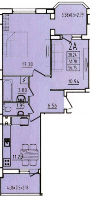 2-комнатная 56.75 м² в ЖК Радужный от 14 410 грн/м², Одесса