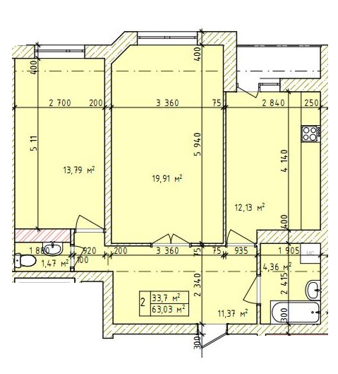 2-комнатная 63.03 м² в ЖК на вул. Овочева от 11 000 грн/м², Тернополь