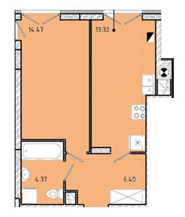 1-кімнатна 38 м² в ЖК Shuttle від 14 400 грн/м², м. Дубляни