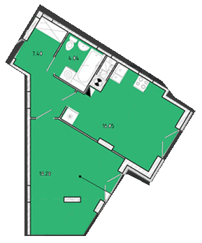 1-кімнатна 45.77 м² в ЖК Shuttle від 14 400 грн/м², м. Дубляни