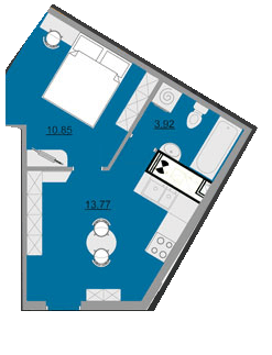 1-комнатная 29 м² в ЖК Shuttle от застройщика, г. Дубляны