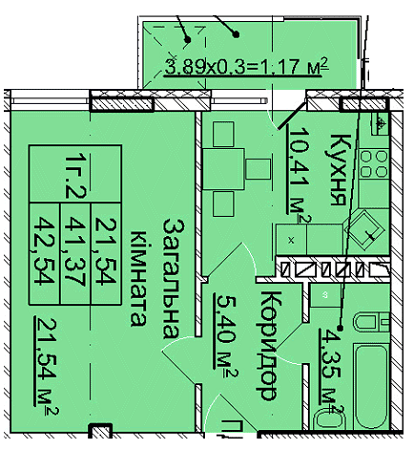 1-комнатная 42.54 м² в ЖК на ул. Сахарова / ул. Бойковская от 23 710 грн/м², Львов