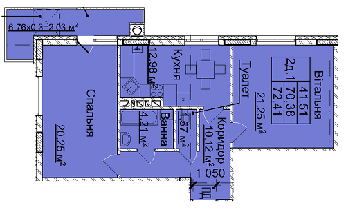 2-комнатная 72.41 м² в ЖК на ул. Сахарова / ул. Бойковская от 22 390 грн/м², Львов