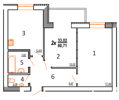 2-кімнатна 60.71 м² в ЖК Маєток Боздош від 11 350 грн/м², Ужгород