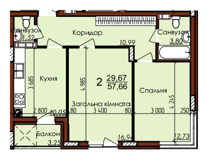 2-кімнатна 57.66 м² в ЖК Globus Park від 12 000 грн/м², с. Сокільники