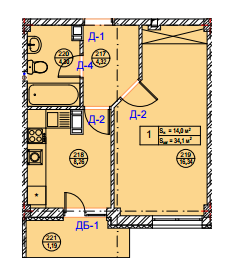 1-кімнатна 34.1 м² в ЖК Галіція від 12 000 грн/м², м. Дрогобич