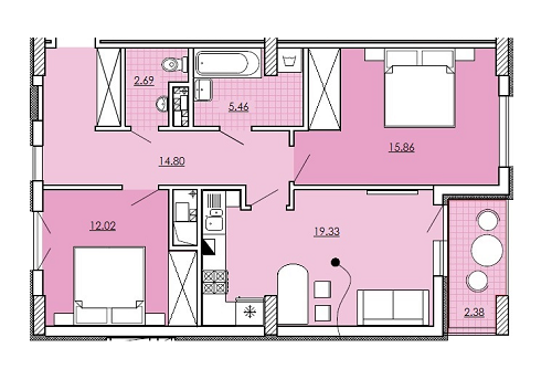 2-кімнатна 72.54 м² в ЖК Kvartal Praud від 21 790 грн/м², Львів