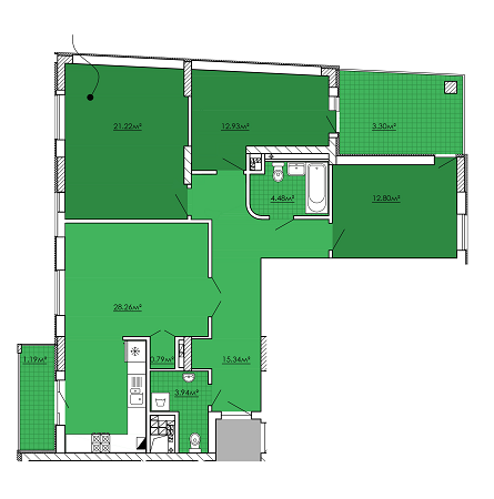 3-кімнатна 51.66 м² в ЖК Kvartal Praud від 22 320 грн/м², Львів