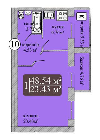 1-кімнатна 48.54 м² в ЖК Мрія Чернігів від 10 000 грн/м², Чернігів