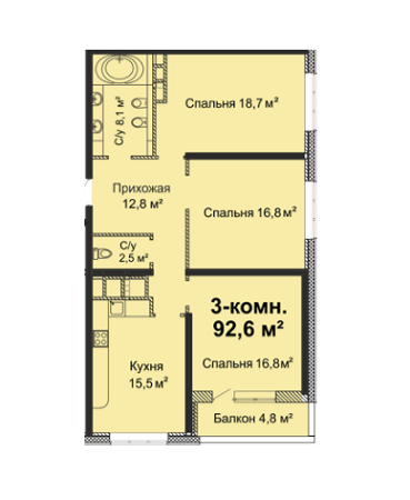 3-кімнатна 92.6 м² в ЖК Скай Сіті від 21 550 грн/м², Одеса