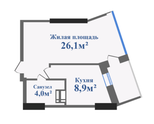 1-комнатная 39 м² в ЖК Новокодакские Башни от застройщика, Днепр