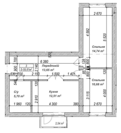 2-кімнатна 60 м² в ЖК Погреби від 14 800 грн/м², с. Погреби