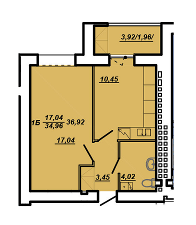 1-комнатная 34.96 м² в ЖК на вул. Яреми / вул. Текстильна от застройщика, Тернополь