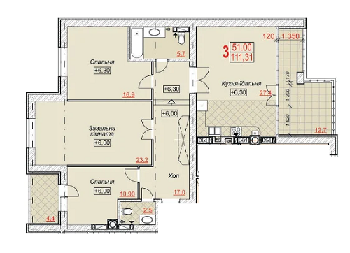 3-комнатная 111.31 м² в ЖК Найкращий квартал от 11 500 грн/м², г. Ирпень