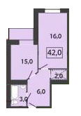 1-комнатная 42 м² в ЖК Парковый от застройщика, Ивано-Франковск