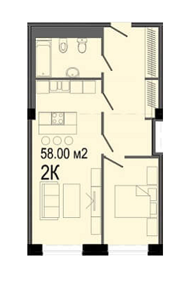 2-комнатная 58 м² в ЖК Дельмар Люкс от 21 300 грн/м², Днепр